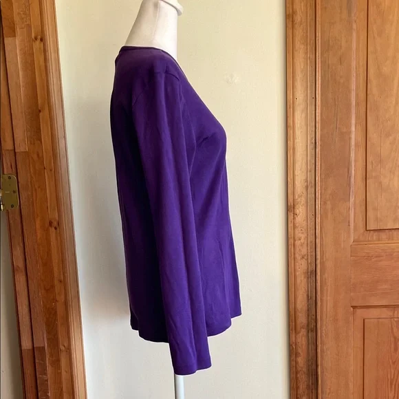 RALPH LAUREN Deep Purple Knit Pullover Crew Neck Tee Top M - Picture 9 of 16